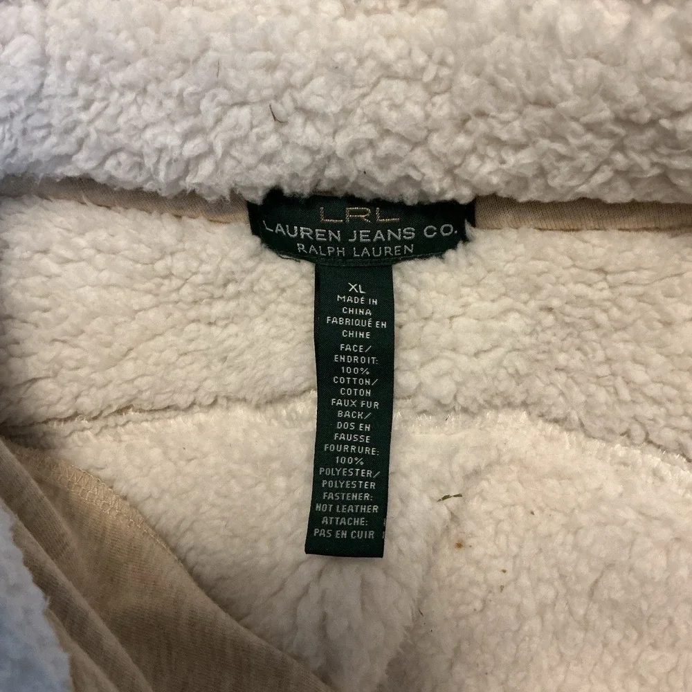 LAUREN RALPH‎ LAUREN Beige Knit Faux Shearling Toggle Jacket XL Gorpcore Minimal
